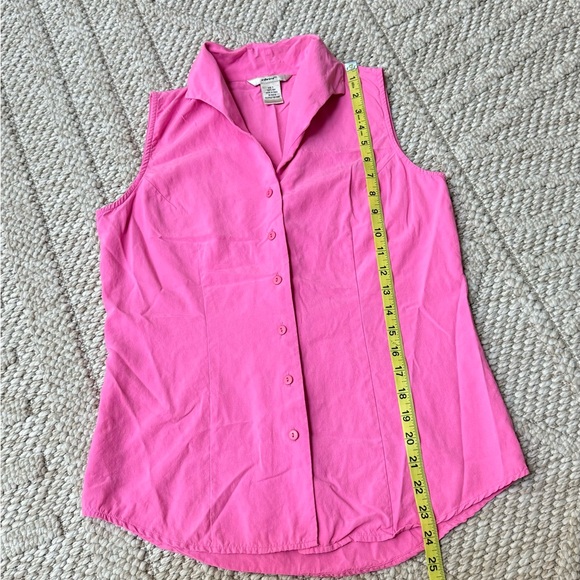 Pink sleeveless button up top, casual %100 silk Edward shirt size Small - Picture 3 of 5